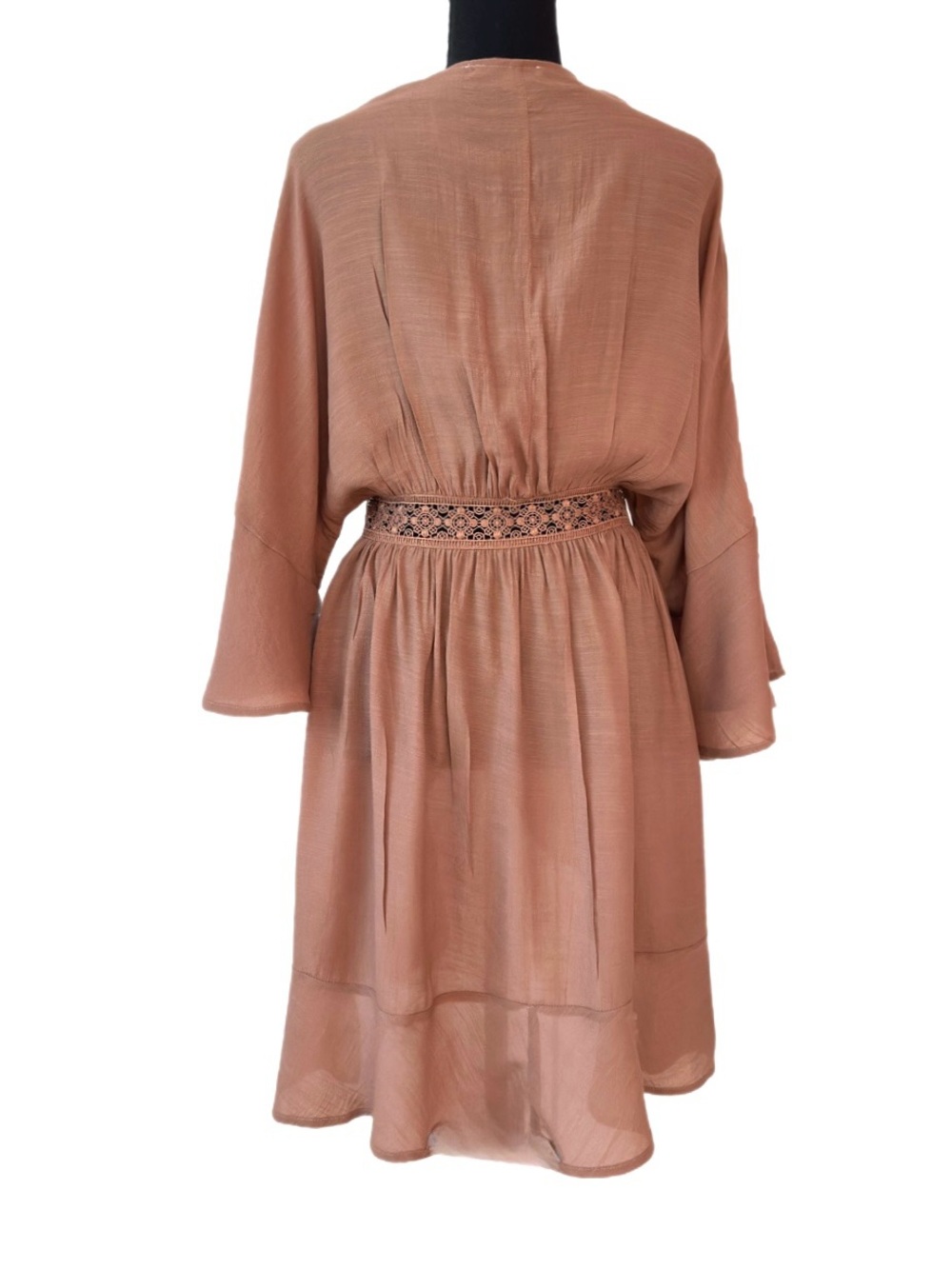 LOVE TREE ~ Bohemian Mocha Kimono with Embroidered Trim size M - Picture 4 of 10